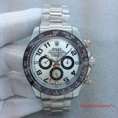 Copy Rolex Cosmograph Daytona Watch Stainless Steel Black Bezel